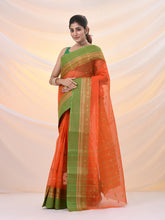 Load image into Gallery viewer, Orange Pure Cotton Tant Saree With Woven Designs
