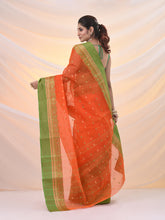 Load image into Gallery viewer, Orange Pure Cotton Tant Saree With Woven Designs