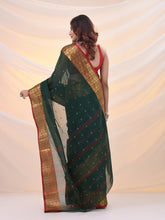 Load image into Gallery viewer, Dark Green Pure Cotton Tant Saree With Zari Border