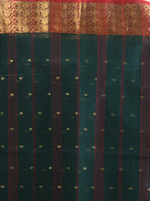 Load image into Gallery viewer, Dark Green Pure Cotton Tant Saree With Zari Border