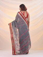 Load image into Gallery viewer, Grey Pure Cotton Tant Saree With Woven Designs