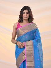 Load image into Gallery viewer, Sky Blue Pure Cotton Tant Saree With Zari Border