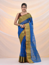 Load image into Gallery viewer, Sapphire Blue Pure Cotton Tant Saree With Zari Border