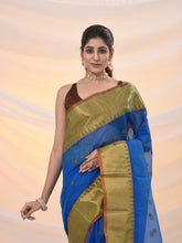 Load image into Gallery viewer, Sapphire Blue Pure Cotton Tant Saree With Zari Border