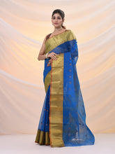 Load image into Gallery viewer, Sapphire Blue Pure Cotton Tant Saree With Zari Border