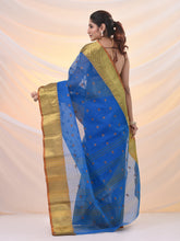Load image into Gallery viewer, Sapphire Blue Pure Cotton Tant Saree With Zari Border