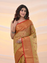 Load image into Gallery viewer, Dark Beige Pure Cotton Tant Saree With Zari Border