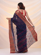 Load image into Gallery viewer, Navy Blue Pure Cotton Tant Saree With Zari Border