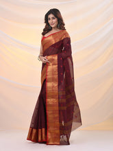 Load image into Gallery viewer, Dark Red Pure Cotton Tant Saree With Zari Border
