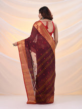 Load image into Gallery viewer, Dark Red Pure Cotton Tant Saree With Zari Border