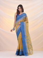 Load image into Gallery viewer, Light Beige Pure Cotton Tant Saree With Woven Designs