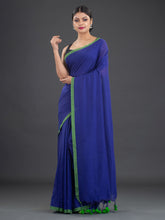 Load image into Gallery viewer, Blue & Green Woven Design Cotton Saree