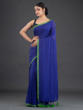 Load image into Gallery viewer, Blue & Green Woven Design Cotton Saree