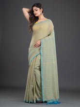 Load image into Gallery viewer, Olive Green & Blue Cotton Saree