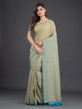 Load image into Gallery viewer, Olive Green & Blue Cotton Saree