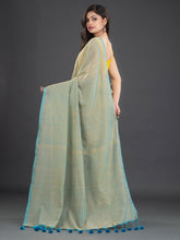 Load image into Gallery viewer, Olive Green & Blue Cotton Saree
