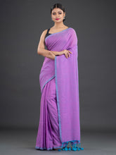 Load image into Gallery viewer, Purple & Blue Cotton Saree