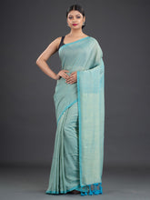 Load image into Gallery viewer, Women Sea Green Cotton Saree