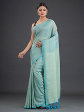 Load image into Gallery viewer, Women Sea Green Cotton Saree