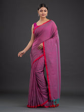 Load image into Gallery viewer, Red & Purple Solid Cotton Saree
