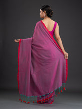 Load image into Gallery viewer, Red & Purple Solid Cotton Saree