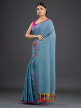 Load image into Gallery viewer, Blue & Pink Woven Design Cotton Saree