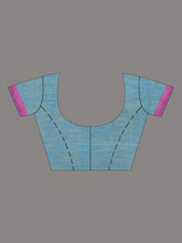 Load image into Gallery viewer, Blue & Pink Woven Design Cotton Saree