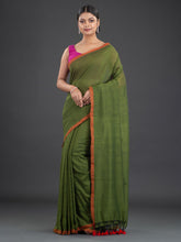 Load image into Gallery viewer, Green & Red Cotton Saree