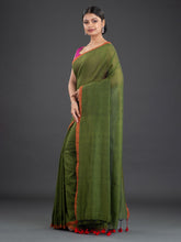 Load image into Gallery viewer, Green & Red Cotton Saree