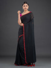 Load image into Gallery viewer, Black & Maroon Cotton Saree