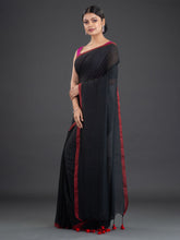 Load image into Gallery viewer, Black & Maroon Cotton Saree