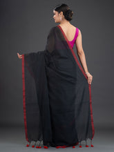 Load image into Gallery viewer, Black & Maroon Cotton Saree