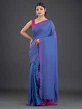 Load image into Gallery viewer, Blue & Pink Woven Design Cotton Saree
