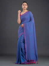 Load image into Gallery viewer, Blue & Pink Woven Design Cotton Saree