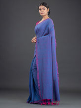 Load image into Gallery viewer, Blue & Pink Woven Design Cotton Saree
