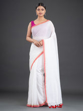 Load image into Gallery viewer, White & Red Cotton Saree