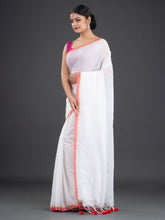 Load image into Gallery viewer, White &amp; Red Cotton Saree
