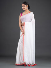 Load image into Gallery viewer, White & Red Cotton Saree