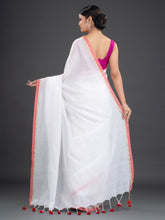 Load image into Gallery viewer, White & Red Cotton Saree