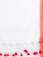 Load image into Gallery viewer, White & Red Cotton Saree