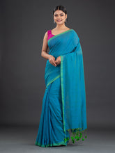 Load image into Gallery viewer, Blue & Green Cotton Saree