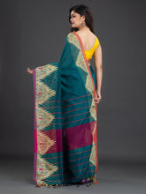 Load image into Gallery viewer, Teal & Gold-Toned Cotton Saree