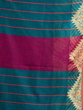 Load image into Gallery viewer, Teal & Gold-Toned Cotton Saree