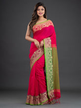 Load image into Gallery viewer, Pink & Green Cotton Saree