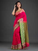 Load image into Gallery viewer, Pink & Green Cotton Saree
