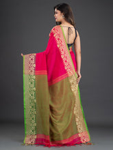 Load image into Gallery viewer, Pink & Green Cotton Saree