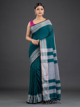 Load image into Gallery viewer, Teal & Grey Cotton Saree
