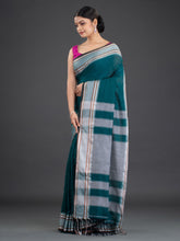 Load image into Gallery viewer, Teal & Grey Cotton Saree