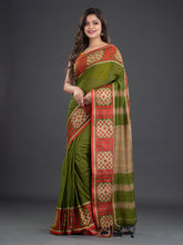 Load image into Gallery viewer, Green & Red Cotton Saree
