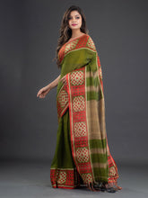 Load image into Gallery viewer, Green & Red Cotton Saree